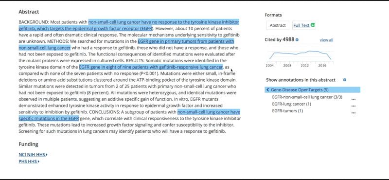 Annotation links to Open Targets platform