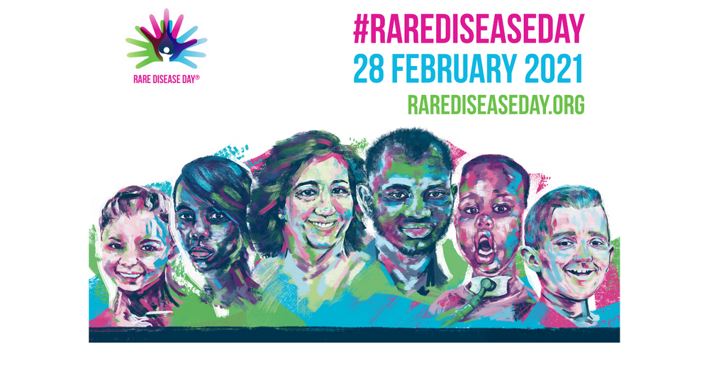 Graphic from RareDiseaseDay.org's 2021 campaign, featuring individuals with rare diseases. 