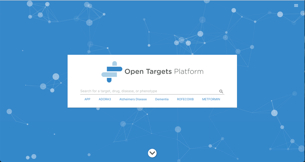 Screenshot of the new Open Targets Platform homepage