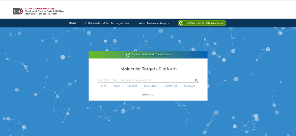 Home page of the Molecular Targets Platform