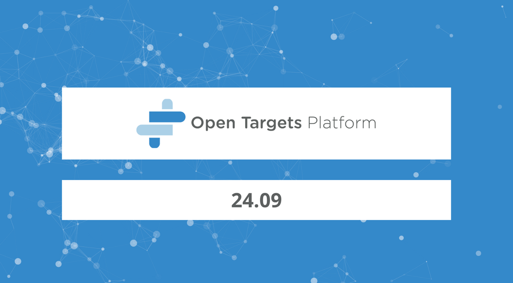 The Open Targets Platform logo features on a blue background with the subtitle: 24.09